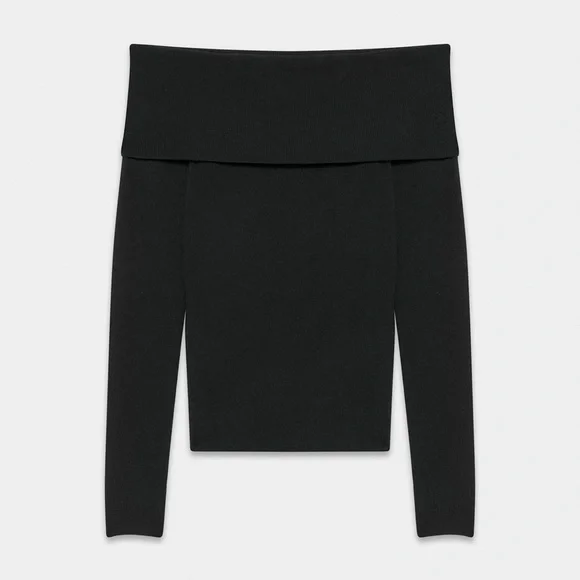 Aritzia Wilfred Off-Shoulder Black Sweater - Picture 3 of 10